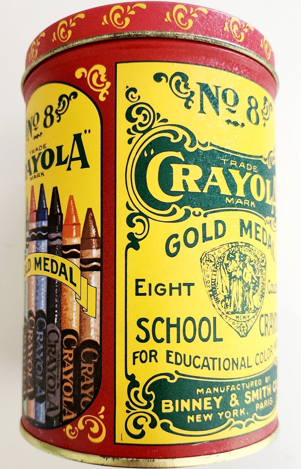 1982 Crayola No. 8 Crayons Tin 1903 VTG Replica Gold Medal Binney & Smith HW1 Item image 2