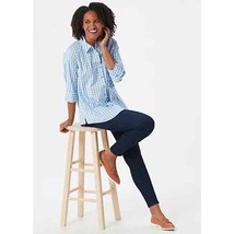 Joan Rivers Perfect Gingham Shirt Blue 3/4-Sleeves Plus 18 New A352384 - $16.19