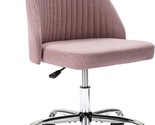 Modern Linen Fabric Desk Chair, Adjustable Swivel Task Chair Mid-Back Cute - £83.78 GBP