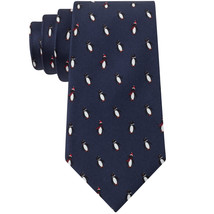 TOMMY HILFIGER Navy Blue Penguin Scarf Santa Hats Silk Christmas Winter Tie - £19.91 GBP