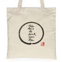 Thich Nhat Hanh Calligraphy Tote Bag Take Time To Drink Your Tea Bag Cot... - $22.97 CAD