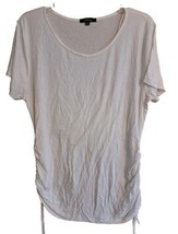 Ambiance Women&#39;s Plus Size White Cinched 3X Sheer Top Tee Shirt Rayon Spandex - £14.65 GBP
