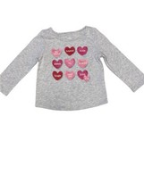 Long Sleeve gray T-Shirt Red Valentine&#39;s Day conversation hearts 18m Tod... - $7.12