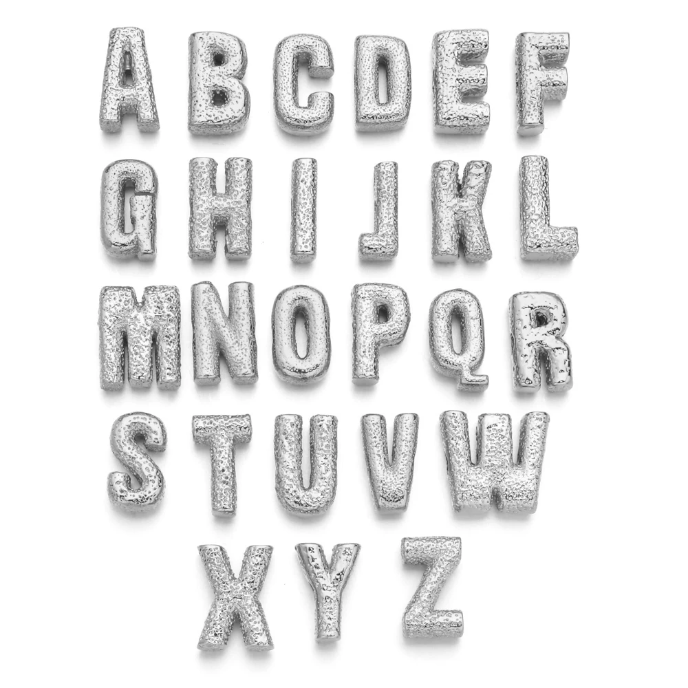 26pcs/lots A-Z A Set Alphabet Gold Silver Color Letter Beads For Jewelry Making  - £40.72 GBP