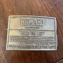 Vintage &quot;Billy The Kid: Reward Dead Or Alive! Outlaw Belt Buckle Wanted 3&quot;x2&quot; - £7.64 GBP