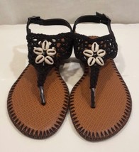 Sugar Women&#39;s Strappy Sandals Us Size 10.5M Toucan Black Macrame Buckle New - £13.40 GBP