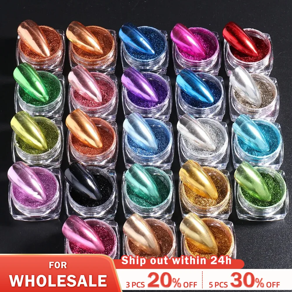 23 Colors Metallic Chrome Nail Powder Set Y2K Magic Mirror Gold Silver D... - $14.77