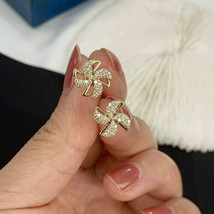 Elegant Cubic Zirconia Jewelry Silver Plated Stud Earrings Women Lab-Cre... - $242.14 MXN
