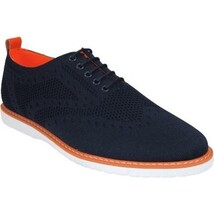 Men Comfort Casual Knit Fabric Wingtip Lace Sneaker Shoes #FRESHORT Navy Blue image 3