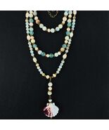 Boho Earth Tone Amazonite Matte Multi Strand Necklace Antique Gold Tone ... - $917.02 MXN