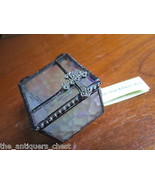 J. Devlin Glass Art Cross Vintage Glass Box, new HANDMADE IRIDESCENT  - $556.56 MXN