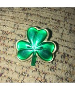 Green Shamrock Pin Foil Back Acrylic Front Pin Brooch - $9.74