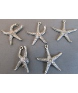 VINTAGE STERLING SILVER 5 STARFISH LOT 3D PENDANT CHARMS SEA OCEAN COAST - £50.56 GBP