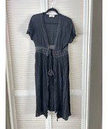 Lavender Field Long Black Kimono Open Front Swim Cover Up Size Small - $13.39