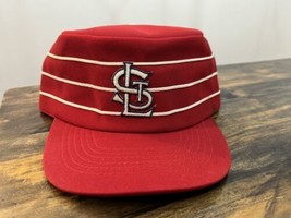 VINTAGE St. Louis Cardinals Hat Pillbox Snapback Cap Striped 1970s Road MLB Red - £31.28 GBP