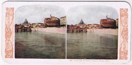 Stereo View Card Stereograph Tiber &amp; St Peter&#39;s Church Rome Italy - £3.93 GBP