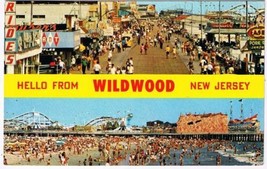 New Jersey Postcard Wildwood By The Sea Boardwalk &amp; Beach - £1.73 GBP