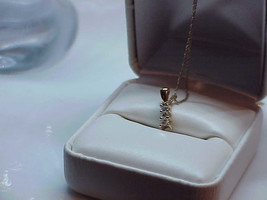 10k Yellow Gold 3 Diamond Past present future pendant Necklace 18&quot; 1.4G ... - $163.34