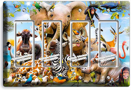 African Jungle Animals 4 Gang Gfi Lightswitch Wall Plate Baby Nursery Room Decor - £16.08 GBP