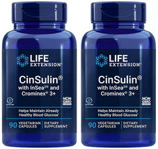 Cinsulin With Insea 2 &amp; Crominex 3+ Blood Sugar Support 180 Caps Life Extension - £42.99 GBP
