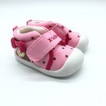 Baby Girls Hi Top Sneakers Hook &amp; Loop Polka Dot Bow Pink US Size 3 - £7.78 GBP