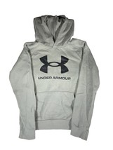 Under Armour Youth Boys Sz Large Gray Logo Pullover Sweatshirt Hoodie Black UA - £11.09 GBP