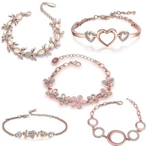 Om Jewells Valentine Gift Rose Gold Plated set Of 5 Chain Bracelet Girls... - £20.09 GBP