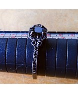 Plus size black titanium plated size 13 US ring with marcassite and blac... - €12,79 EUR