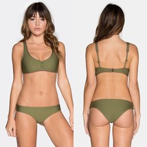 Tavik Swimwear Ribbed Olive &#39;ali&#39; Moderate Bikini Bottom (M) $64 Nwt - £39.84 GBP