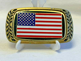 Solid Brass American Flag Belt Buckle Heritage Buckles USA Pride Leaves ... - £23.86 GBP