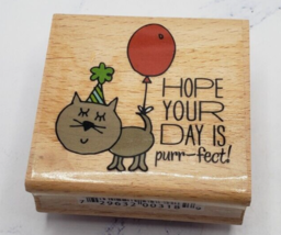 Hope Your Day Is Purr-Fect Kitty Cat Hampton Art Rubber Stamp Lynett Taylor - £3.94 GBP