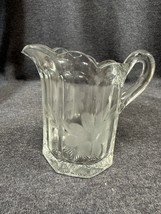 Creamer Small Syrup Pitcher &amp; Open Sugar Etched Frosted Flowers, Scallop... - £9.49 GBP