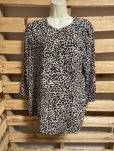 NYDJ Animal Print Button Down Blouse Tunic Top 3/4 Sleeve Woman&#39;s Size X... - £15.64 GBP