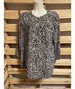NYDJ Animal Print Button Down Blouse Tunic Top 3/4 Sleeve Woman&#39;s Size X... - £15.64 GBP