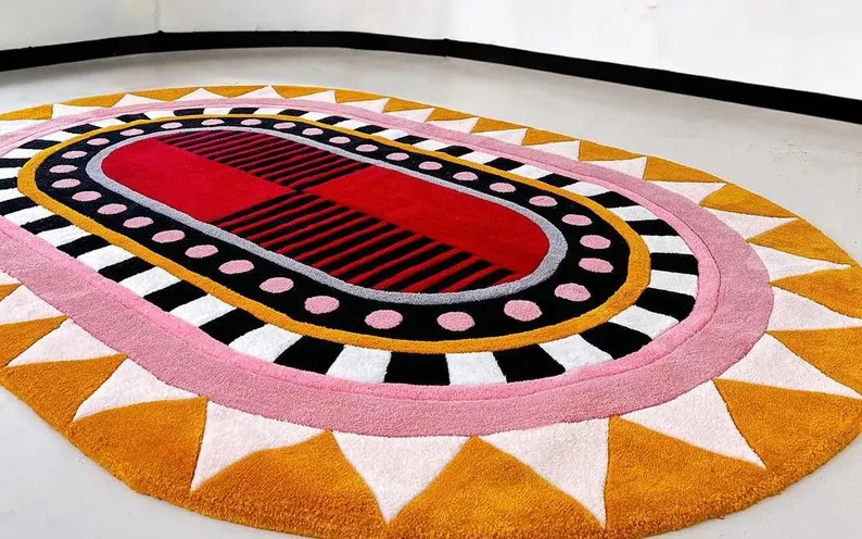Modern Hand Tufted Oval Shape Geometrical Area Wool Rugs for Living room... - $185.00+