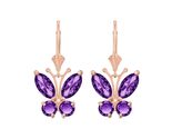 Galaxy Gold 14K Solid Rose Gold Natural Amethyst Butterfly Earrings  Ge... - $296.99+