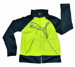 Puma Track Jacket Toddler Boys Size 3T Yellow and Gray Zip-up Large Cat on Front - £5.42 GBP
