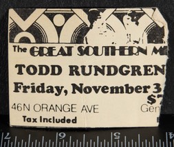 Vintage Todd Rundgren Ticket Stub November 3 1978 Orlando Great Southern tob - £35.06 GBP