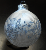 Bronner's Christmas Wonderland Christmas Ornament 2002 Angel Ball Blue Glass - $9.99