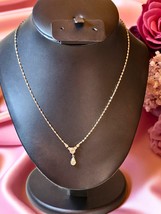 Vintage NR Avon Clear Teardrop Rhinestone Pendant Necklace – Dainty Rope... - $12.86