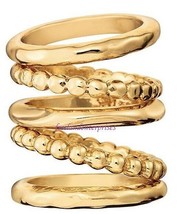 Ring Modern Metals Stacking 5 Ring Set ~ Goldtone ~ Size 8 ~ NEW Boxed - $19.75