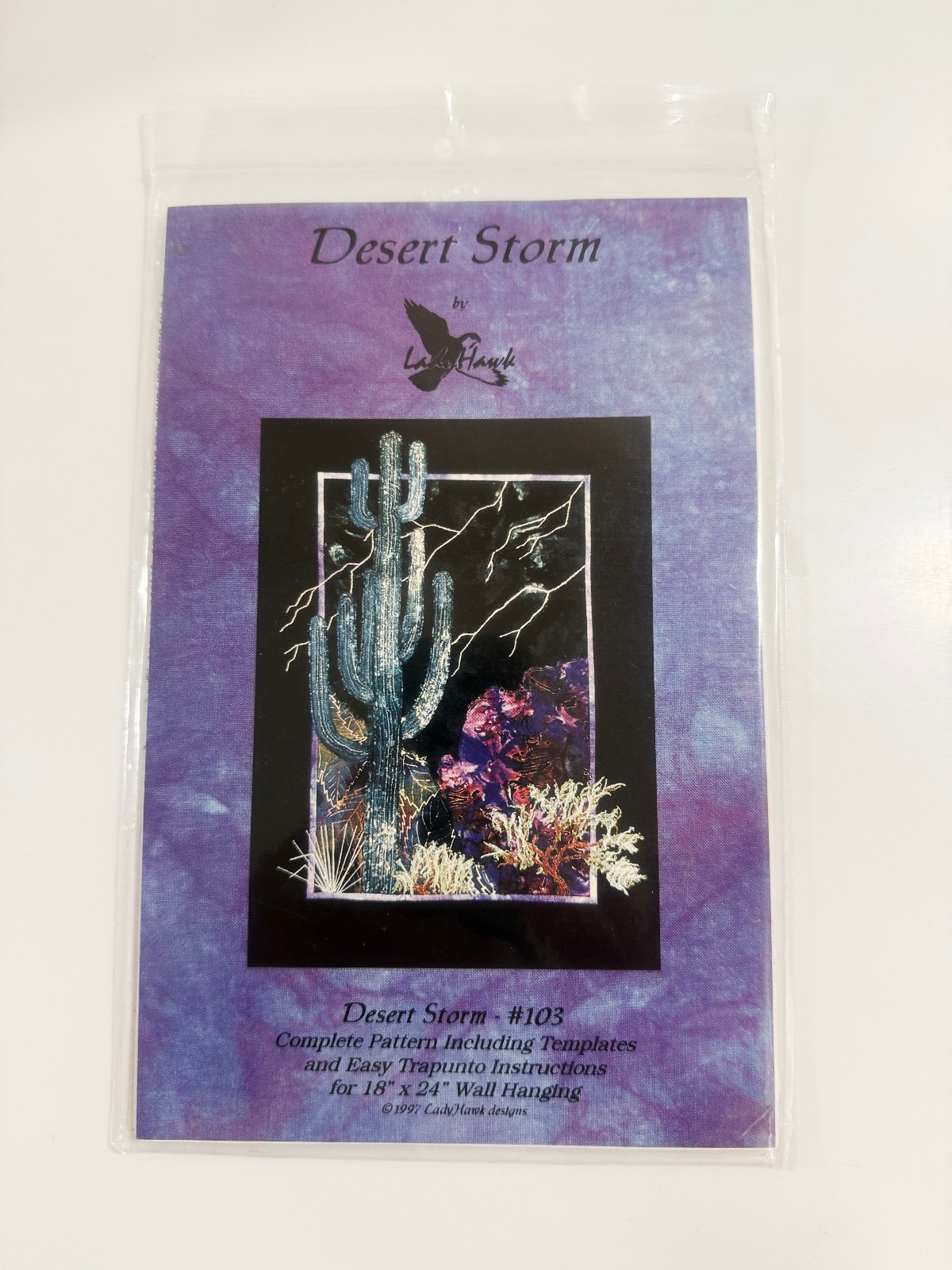 Lady Hawk Designs Pattern Wall Hanging Cactus Desert Storm 18x24 in No. ... - $6.92