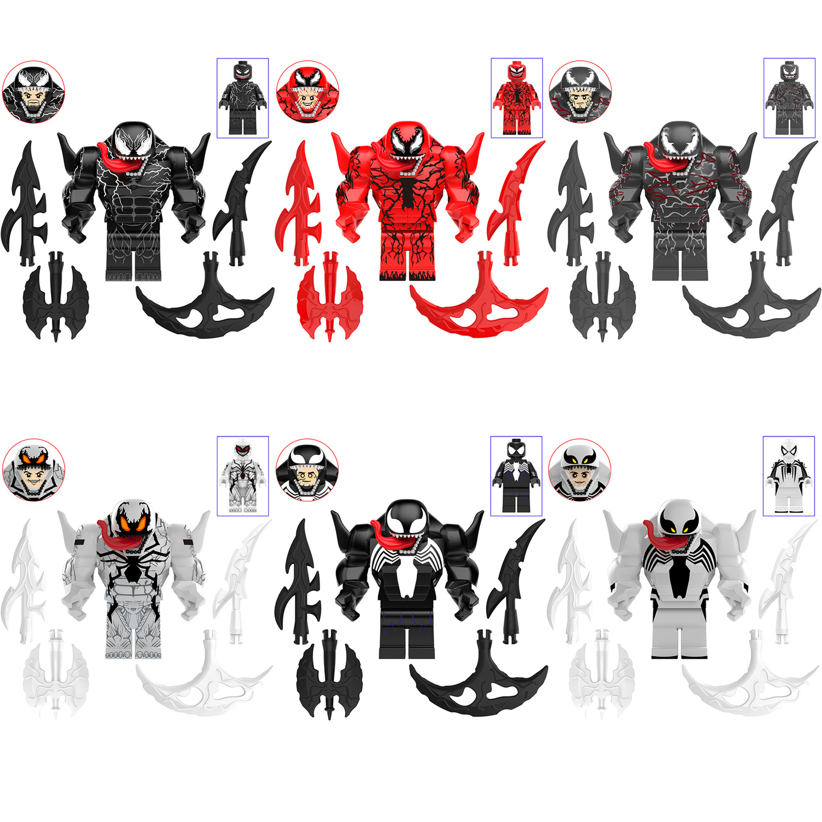 Venom Carnage Riot Anti-venom 6pcs Minifigures Building Toy