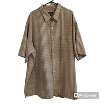 Van Heusen Mens 4XLT Brown Plaid Short Sleeve Button Front Casual Shirt - £10.46 GBP