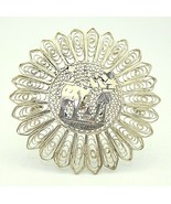 FILIGREE SUNBURST EGYPTIAN MOTIF PIN REAL SOLID .925 STERLING SILVER 17.7 g - $120.57 CAD