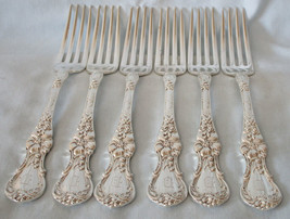 Wallace Silver Plate Flatware Floral Dinner Fork 7&quot;, Set of 6, Mono D - £25.95 GBP