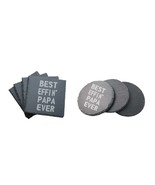 Funny Grandpa Gifts Best Effin Papa Ever Engraved Slate Coasters Set of 4 - £23.69 GBP