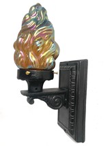 Antique Cast Iron Sconce Light Art Glass Flame, Choice Three Other Globes - $444.13