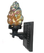 Antique Cast Iron Sconce Light Art Glass Flame, Choice Three Other Globes - £347.81 GBP