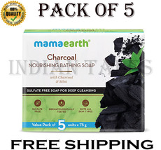 Mamaearth Charcoal Nourishing Soap With Charcoal for Deep Cleansing 5x75g - £25.57 GBP